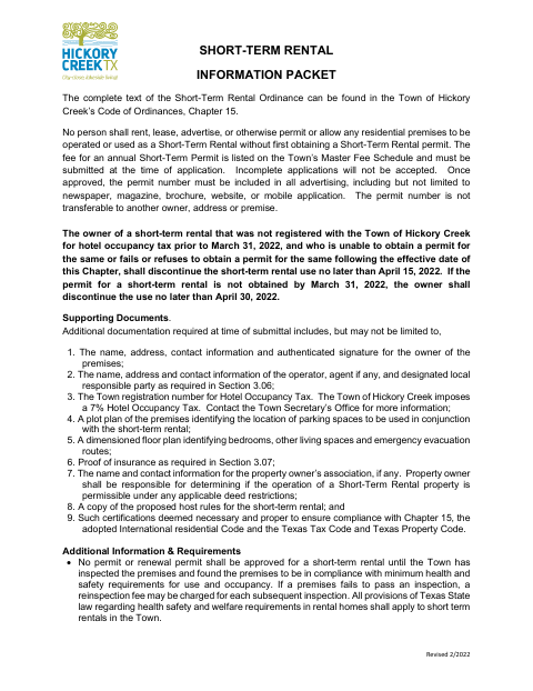 First page of the Short-Term Rental Registration