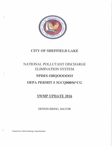 First page of the Storm Water Management Program Update Certification
