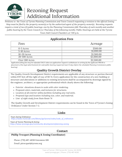 First page of the Rezoning Request Application