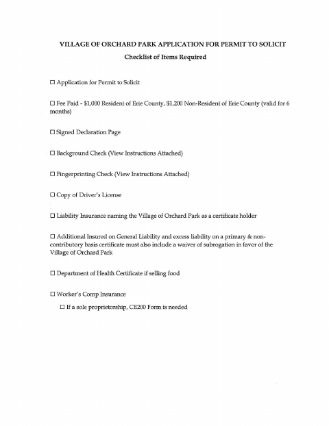 First page of the Application for Permit to Solicit