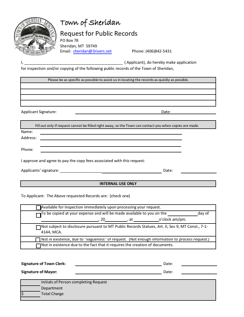 First page of the Public Records Request