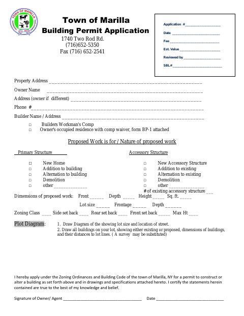 First page of the Building Permit Application