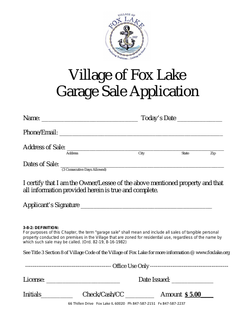 First page of the Garage Sale Application