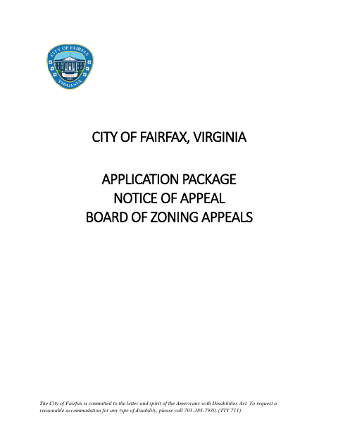 First page of the Notice of Appeal to the Board of Zoning Appeals