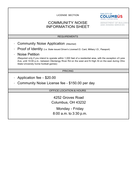 First page of the Community Noise Application