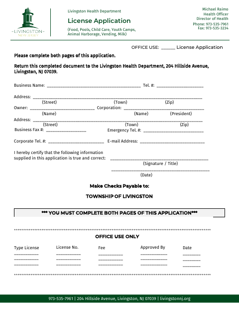 First page of the Environmental License Application