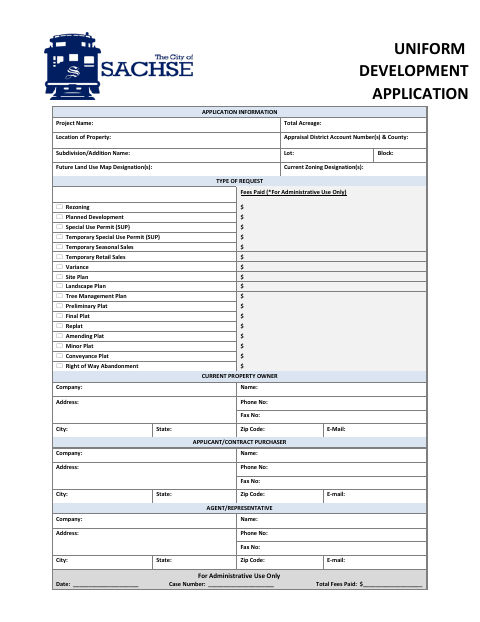 First page of the Uniform Development Application