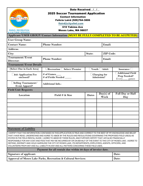 First page of the Soccer Tournament Application