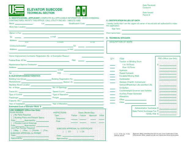 First page of the Elevator Subcode Technical Section