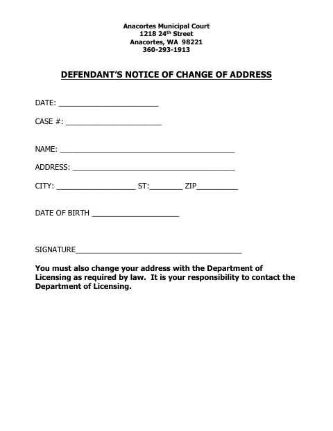 First page of the Defendant’s Notice of Change of Address