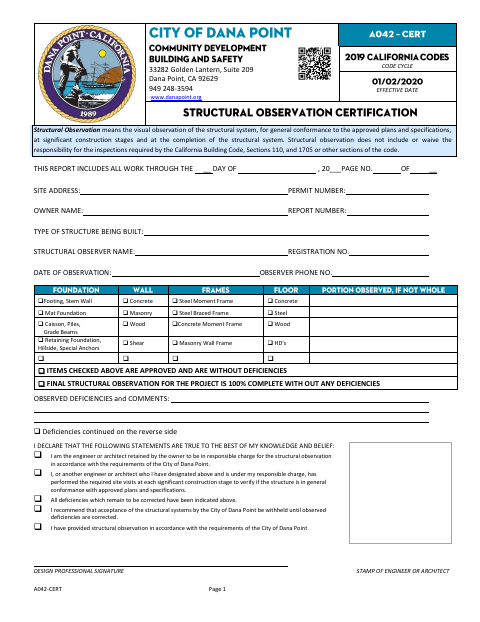 First page of the Structural Observation