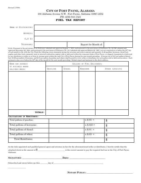 First page of the Fuel Tax Report