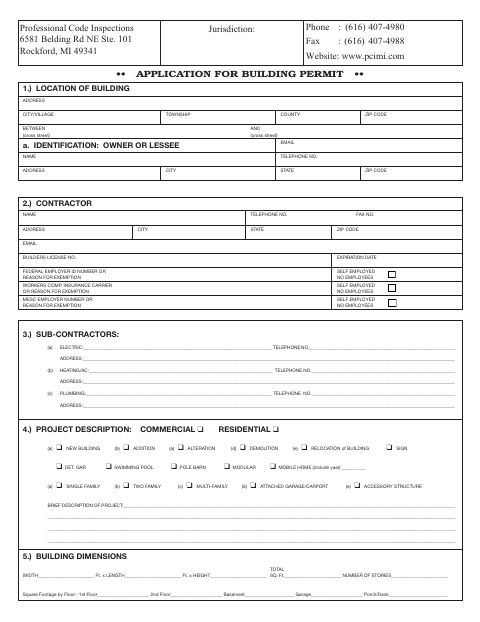 First page of the Application for Building Permit