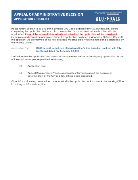 First page of the Administrative Appeal Application