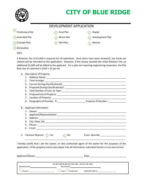 First page of the Development Application