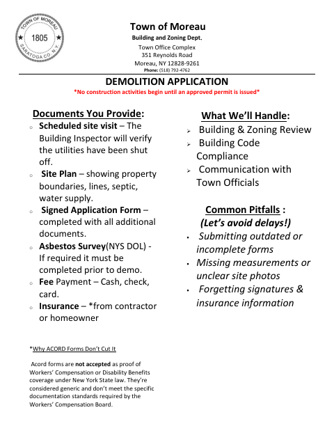 First page of the Demolition Permit Application