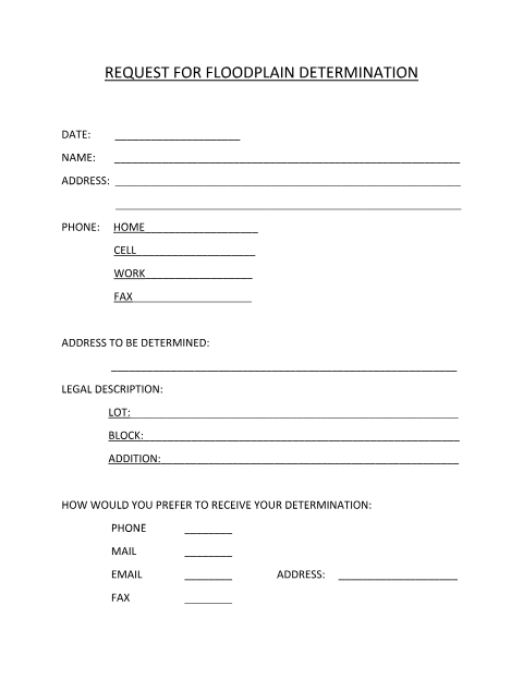 First page of the Request for Floodplain Determination