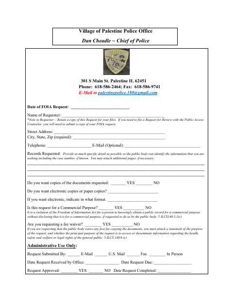 First page of the Police Department FOIA Request