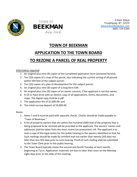 First page of the Rezoning Request Application