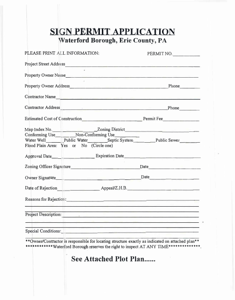 First page of the Sign Permit Application