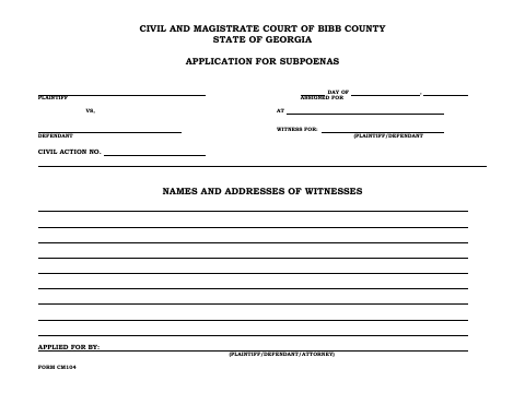 First page of the Application for Subpoenas