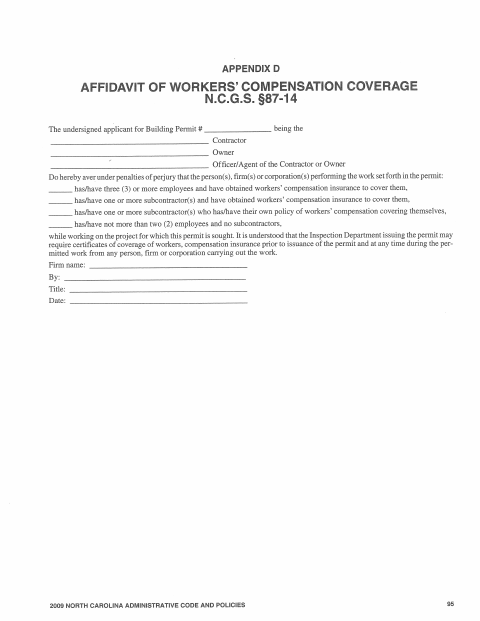 First page of the Workers’ Compensation Insurance Statement