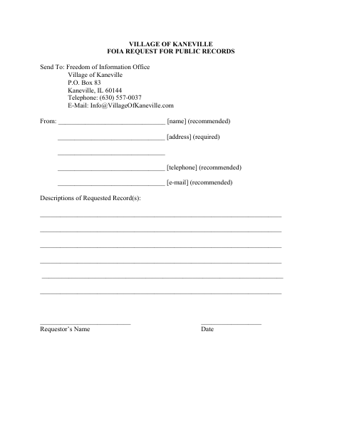 First page of the FOIA Request for Public Records