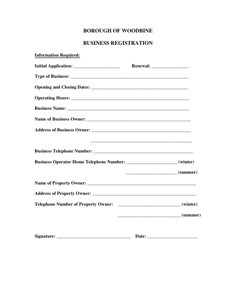 First page of the Business Registration