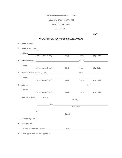 First page of the Sign Conditional Use Approval Application