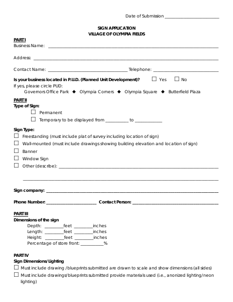 First page of the Sign Application