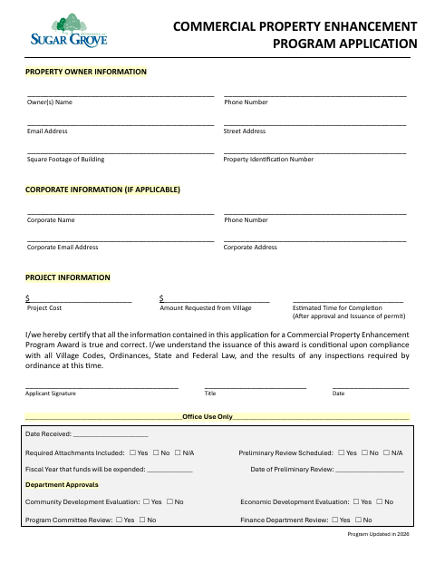 First page of the Commercial Property Enhancement Program Application