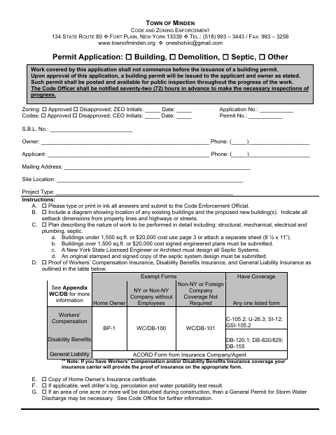 First page of the Building Permit Application