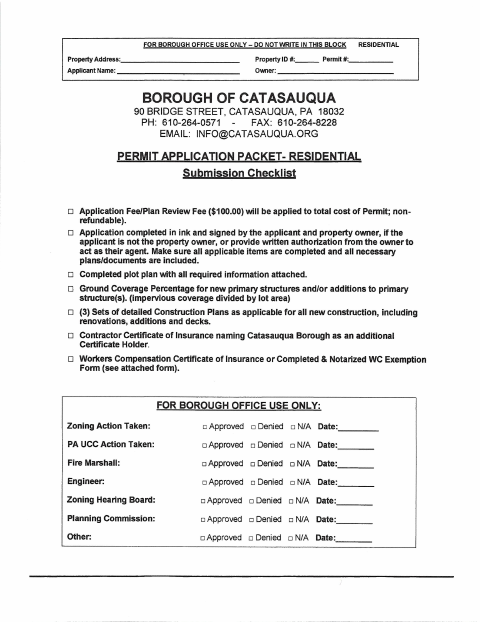 First page of the Residential Building and Zoning Permit Application
