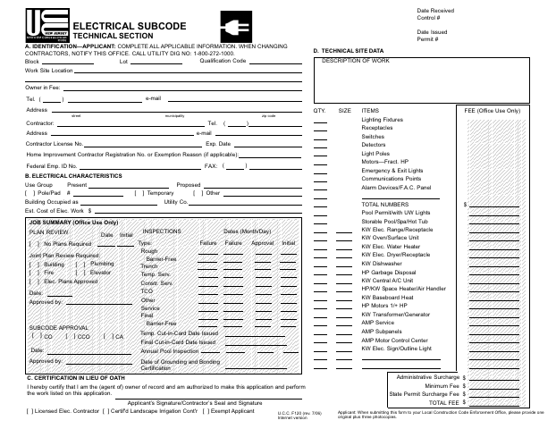 First page of the Electrical Subcode Technical Section