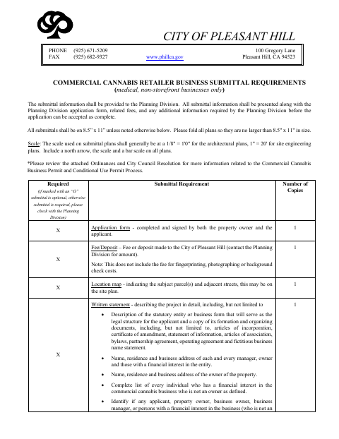 First page of the Cannabis Retailer Business Permit Application