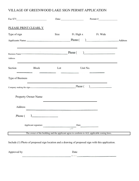 First page of the Sign Permit Application