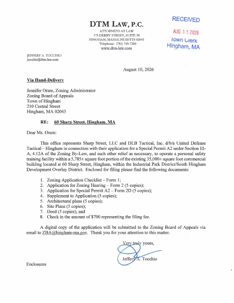 First page of the Zoning Board of Appeals Application Packet