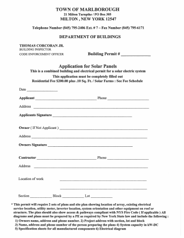 First page of the Unified Solar Permit