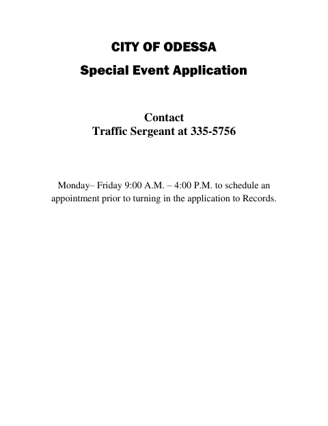 First page of the Special Event Permit Application