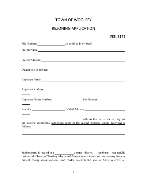 First page of the Rezoning Application