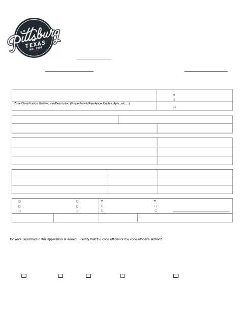 First page of the New Residential Building Permit Application