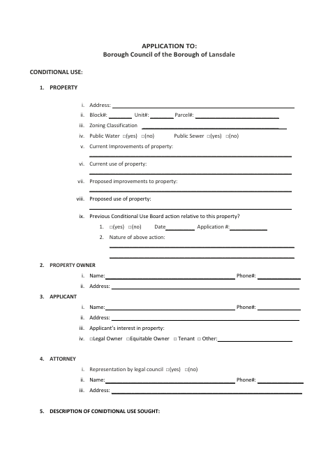First page of the Conditional Use Permit Application