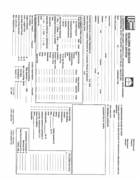 First page of the Building Permit Application