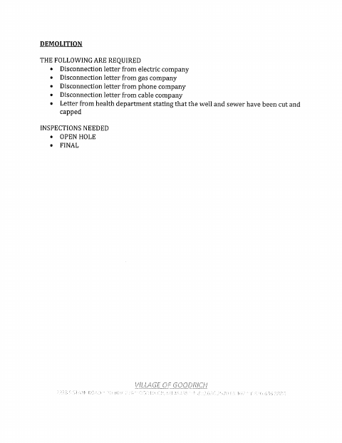 First page of the Commercial Demolition Permit Application