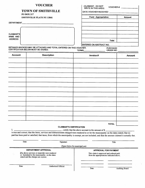 First page of the Voucher Form