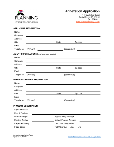 First page of the Annexation Application