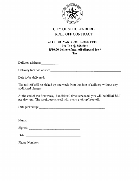 First page of the 40-Cubic-Yard Roll-Off Contract