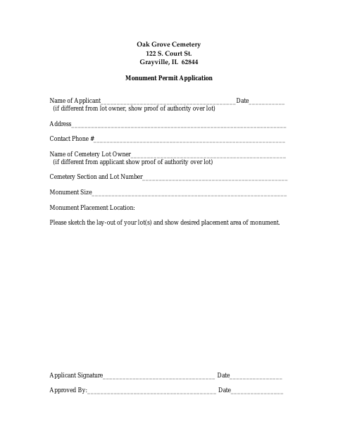 First page of the Monument Permit Application