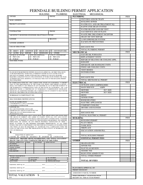 First page of the Building Permit Application