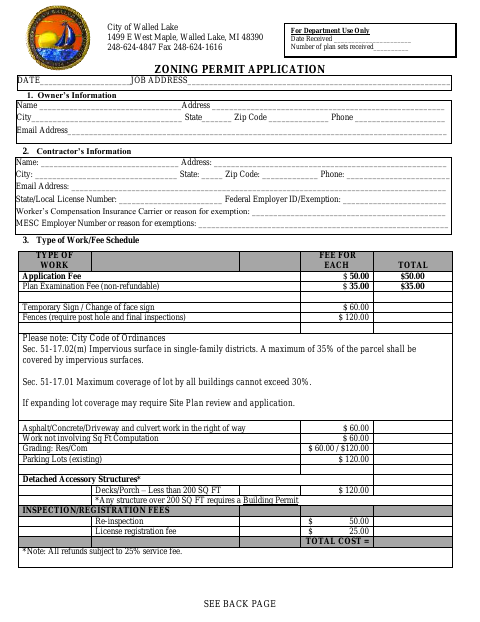 First page of the Zoning Permit Application